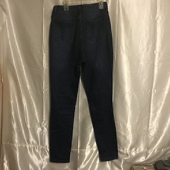 Shein Distressed Destroyed Moto Medium Wash  Blue Skinny Jeans 30 - Picture 2 of 4
